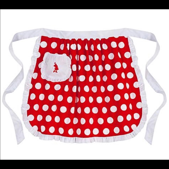 Disneyland Parks Minnie Mouse Apron Red Poka Dots Cooking Baking - Picture 1 of 4